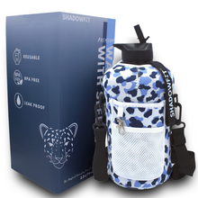 Load image into Gallery viewer, Half Gallon Water Bottle with Straw and Storage Sleeve 2.2L | Big Hydro Reusable Sport and Gym Jug (74 Ounce) | BPA Free - Plastic